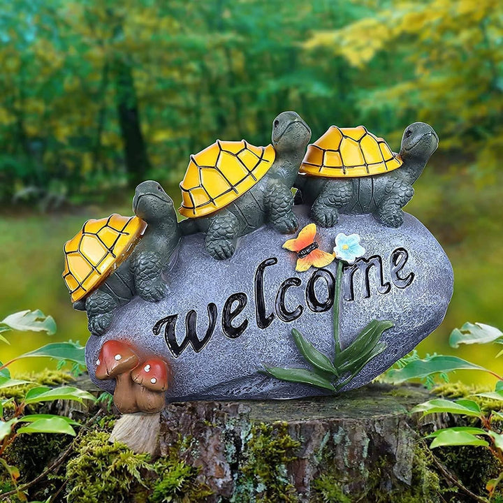 pearlstar Gartenfiguren für draussen wetterfest, Solar Schildkröte Figuren für aussen, Solar Statue