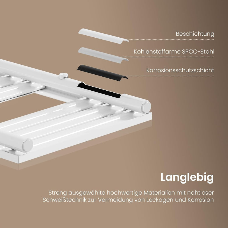 EMKE Badheizkörper 1200x500 mm, Flacher Handtuchheizkörper mit Seitenanschluss Badheizkörper Handtuc