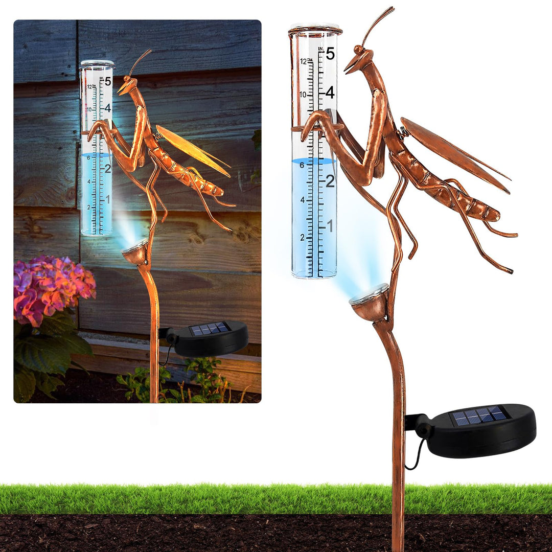 BORDEAG Regenmesser Für Garten, Regenmesser Mit Led Beleuchtung, Outdoor Regenmesser, Niederschlagsm