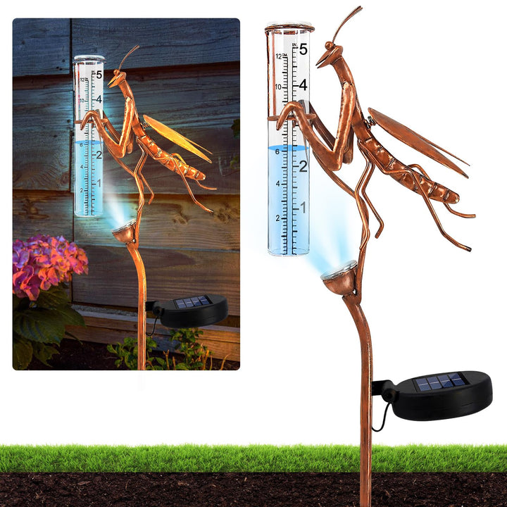 BORDEAG Regenmesser Für Garten, Regenmesser Mit Led Beleuchtung, Outdoor Regenmesser, Niederschlagsm