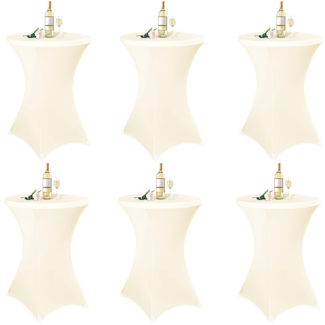 Teruntrue 6 Stück stehtischhusse Beige, Stehtischhusse für Ø 80-85 cm Stehtische und Bistrotische, S