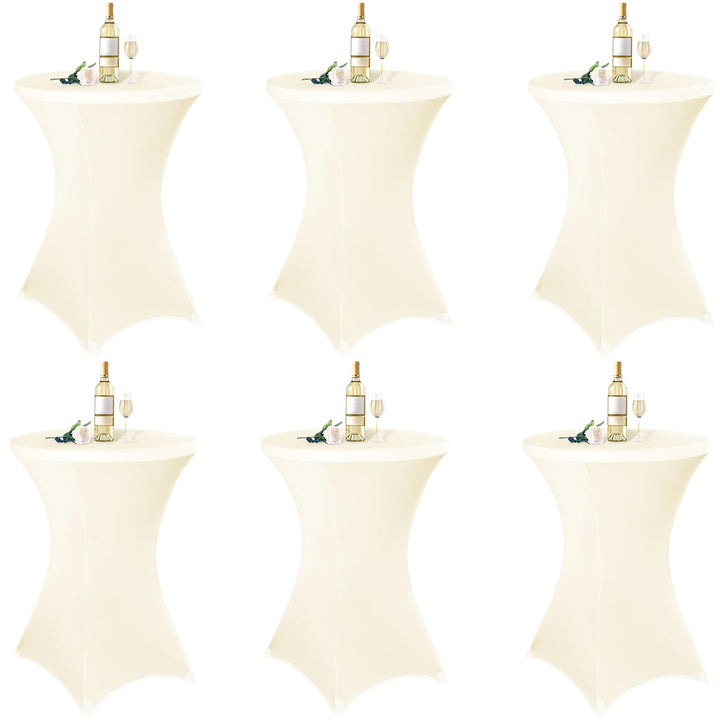 Teruntrue 6 Stück stehtischhusse Beige, Stehtischhusse für Ø 80-85 cm Stehtische und Bistrotische, S