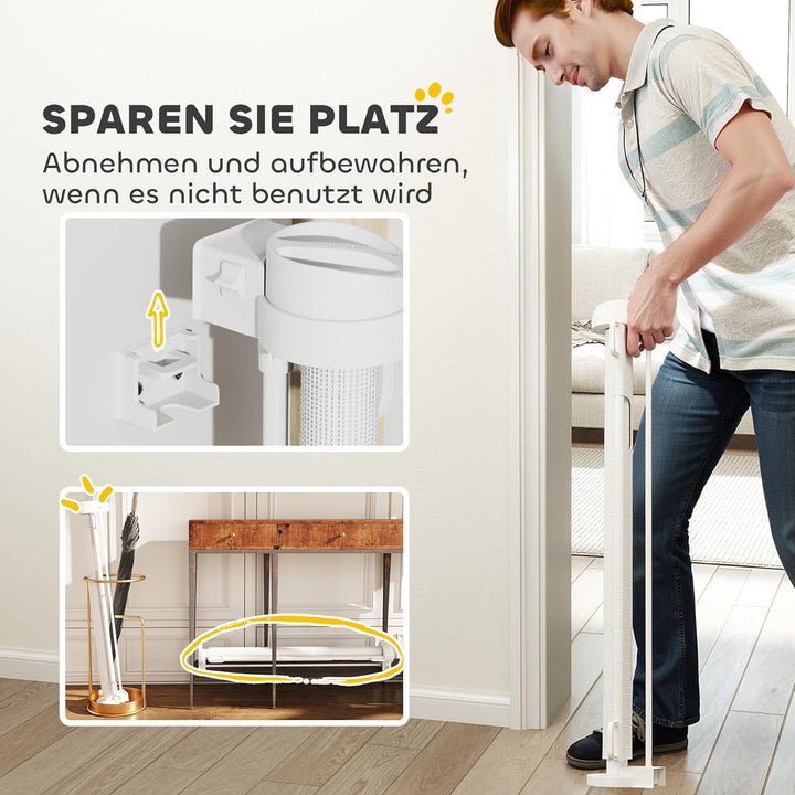 PawHut Treppenschutzgitter Ausziehbar 0-136cm 87 cm Hoch Türschutzgitter Treppenschutzrollo Absperrg