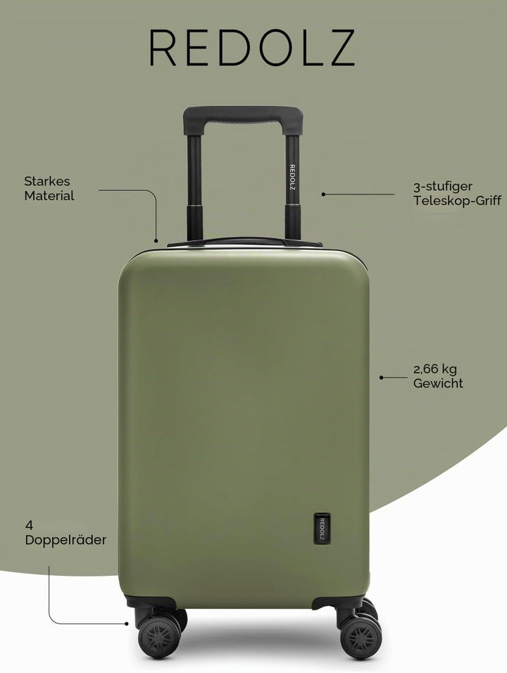 REDOLZ kleiner Hartschalen Kabinen-Koffer | Cabin-Trolley 36 x 21 x 55 cm aus hochwertigem ABS Mater