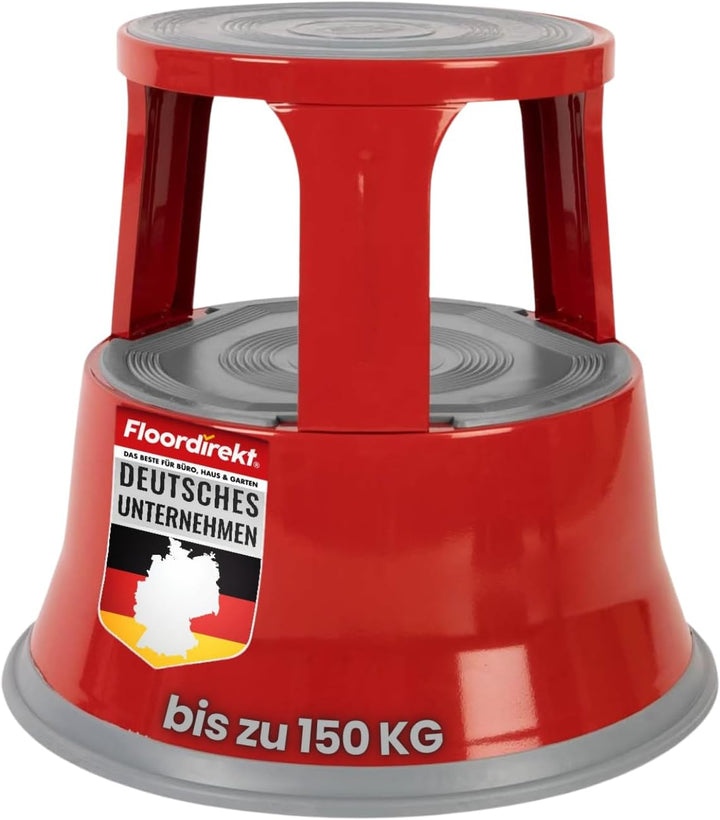 Floordirekt Rollhocker, Tritthocker, Elefantenfuss - Hocker aus Stahl bis 150kg Tragkraft für Büro o