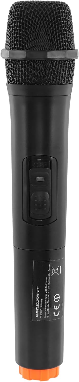 BoomTone DJ Travelsound Handmic 215 kabelloses VHF-Handmikrofon, schwarz, kompatibel mit TRAVELSOUND