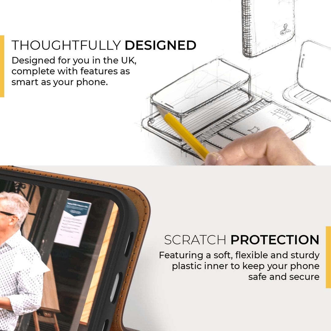 Snakehive iPhone 13 Pro Hülle Leder | Stylische Handyhülle mit Kartenhalter & Standfuss | Handyhülle