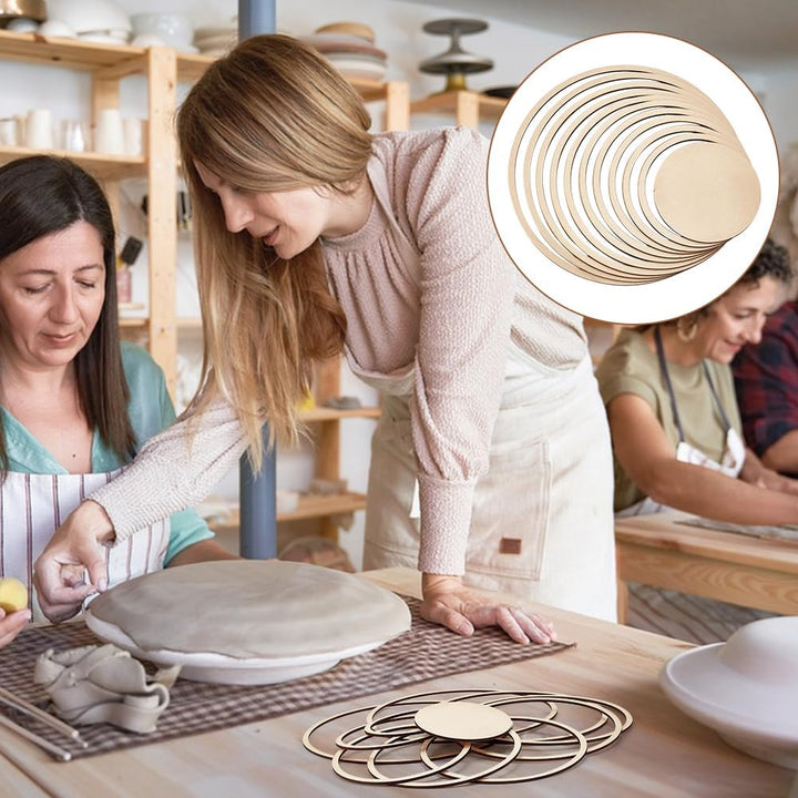 BENECREAT 11pcs Runde Töpferwerkzeuge, Hölzernes Konzentrisches Geometrisches Figurenschienen-Set Zu