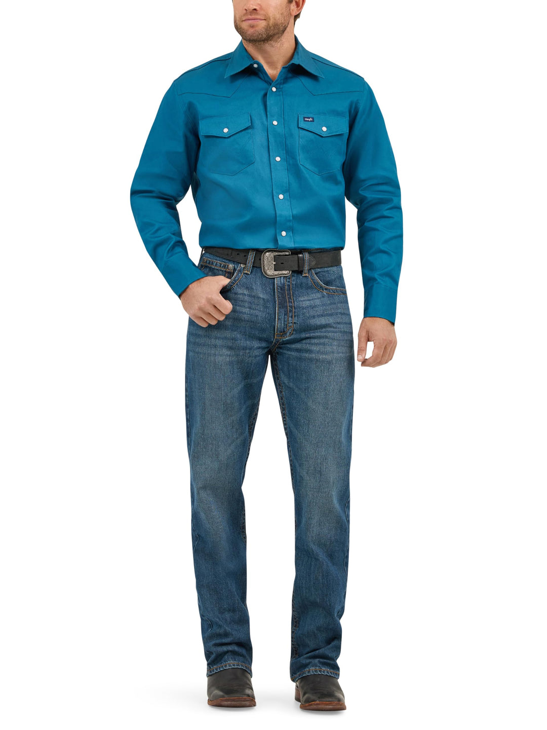 Wrangler Herren Ms71319 Arbeitshemd L Indigo, L Indigo