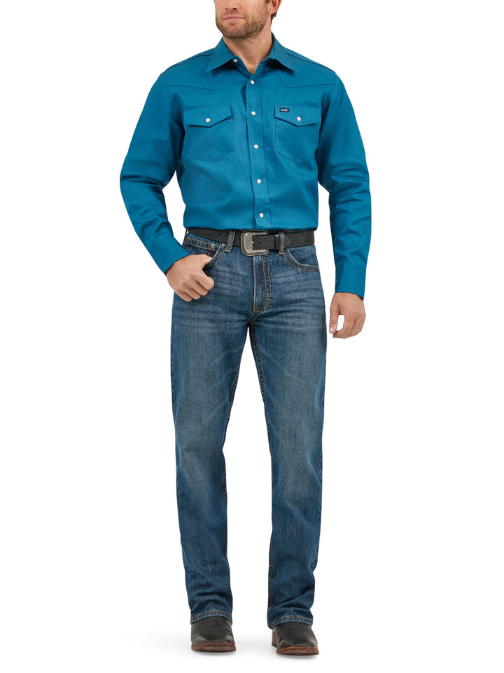 Wrangler Herren Ms71319 Arbeitshemd L Indigo, L Indigo