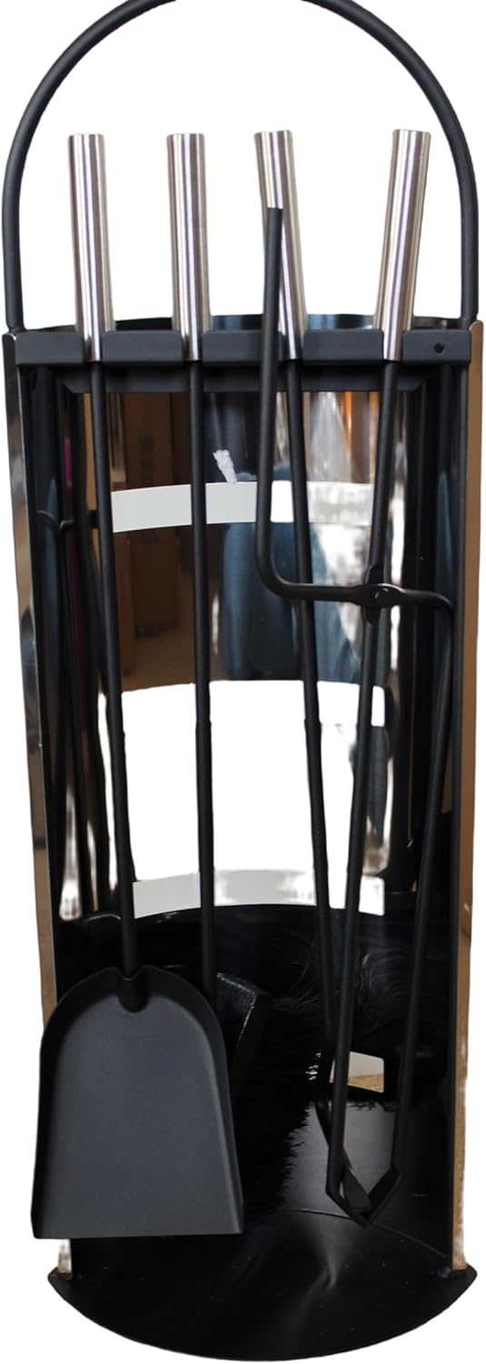 5 tlg. Kaminbesteck Edelstahl Kamingarnitur Kaminwerkzeug Ofen Besteck Kaminset (Typ 2), Typ 2