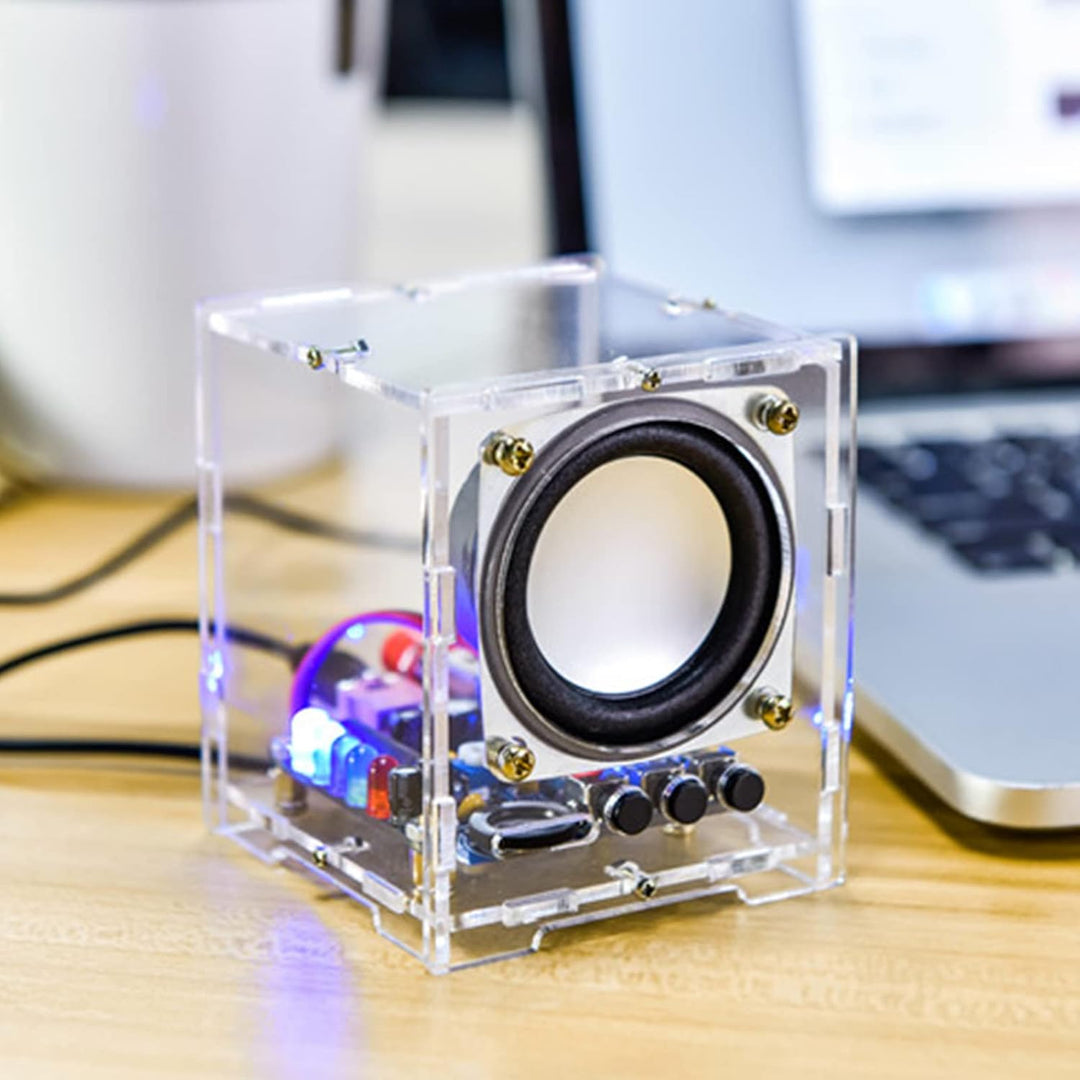 PZMYJB Bluetooth-Lautsprecher DIY Löt-Kit 3W MINI HT6872 Audio-Verstärker Musik Stereo mit Acryl-Sch