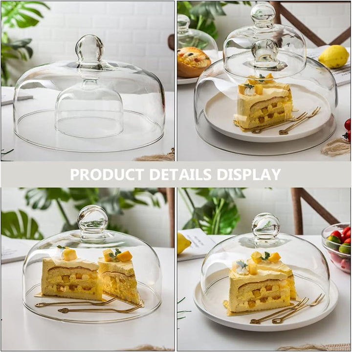 Yardwe Kuchen Glocke Glas Transparent Glasglocke Käseglocke Käse Torten Kuchen Glashaube Tortenglock