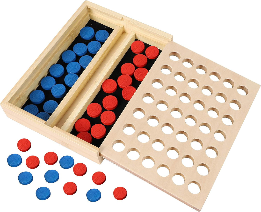 TOWO Holz 4 in Einer Reihe Spiel-klassisches Strategie-Spiel für Kinder-Connect das 4 Discs von glei