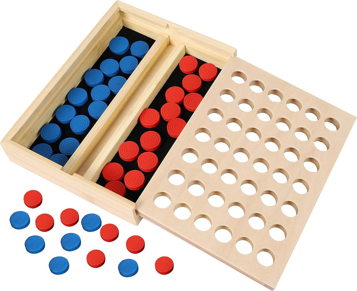 TOWO Holz 4 in Einer Reihe Spiel-klassisches Strategie-Spiel für Kinder-Connect das 4 Discs von glei