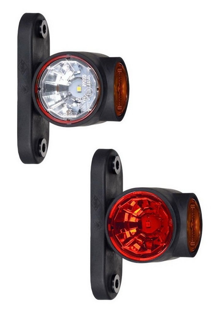2 x Gummibremsleuchten LED 12 V 24 V mit Kontrollschild E Positionslicht LKW PKW Lampe weiss rot ora