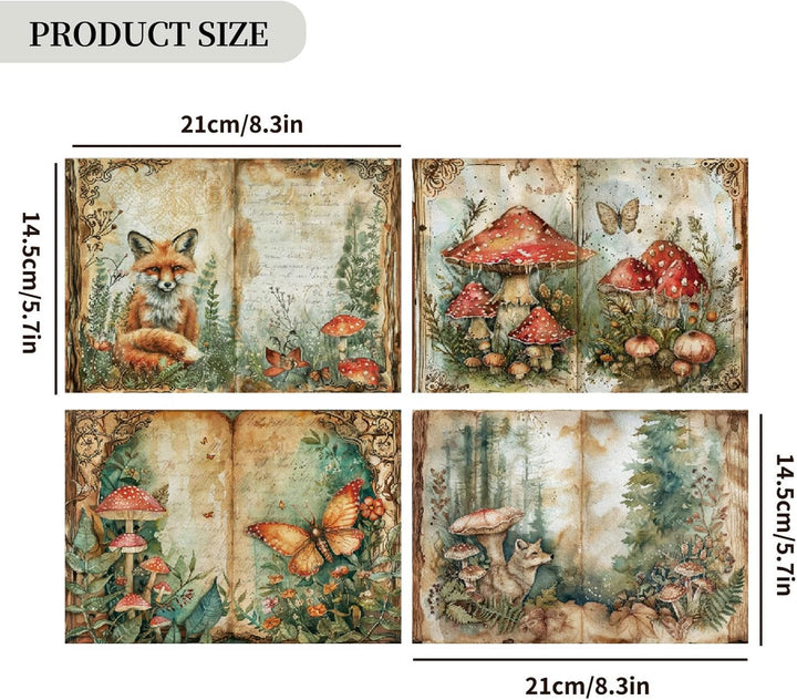Scrapbook Papier Wald Muster Scrapbook Bastelpapier, Vintage Motivpapier mit Waldtiere Schmetterling