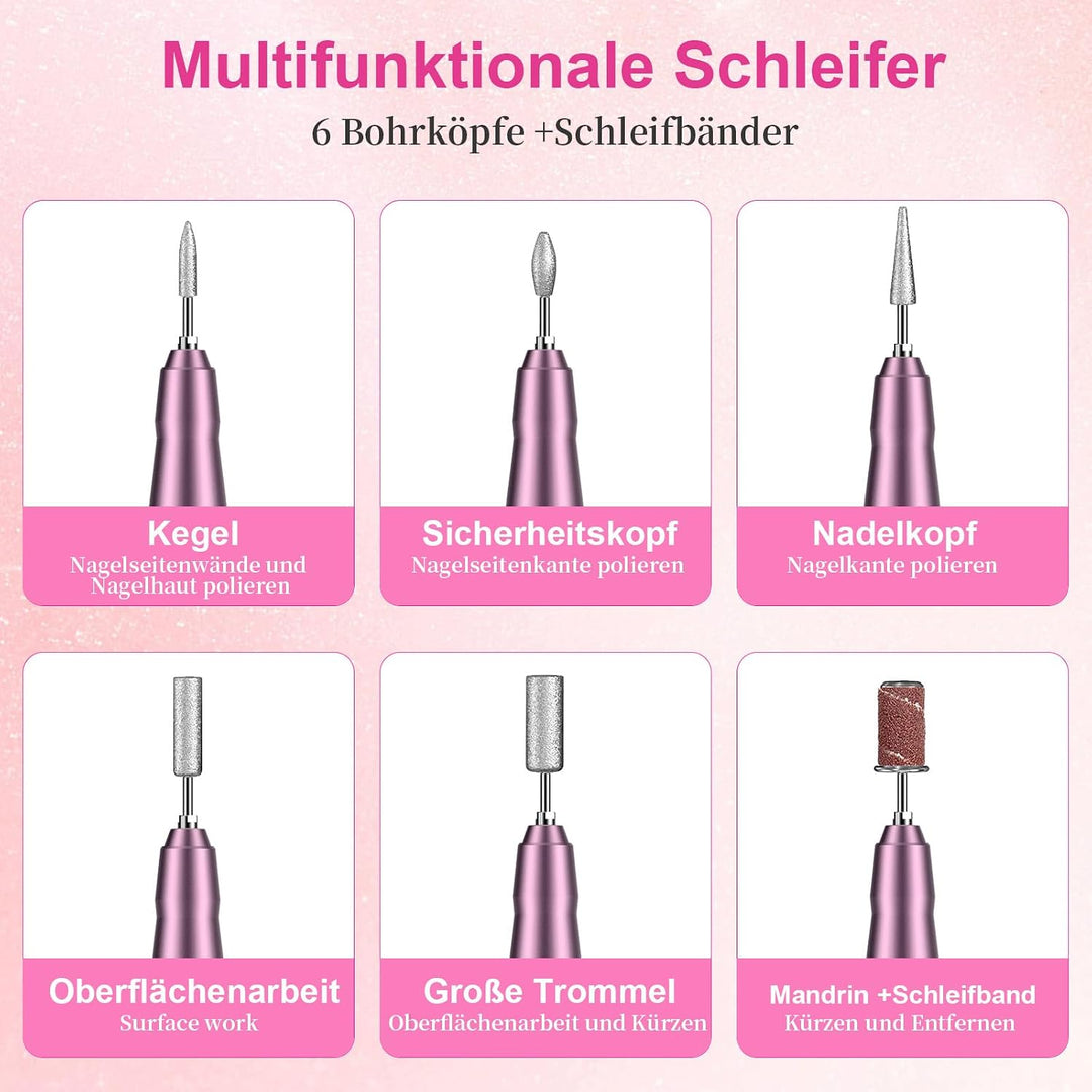 Elektrische Nagelfräser 45000 U/min，Wiederaufladbare Professionelle Elektrische Nagelfeile 4000mAh U