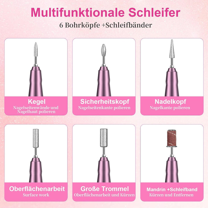 Elektrische Nagelfräser 45000 U/min，Wiederaufladbare Professionelle Elektrische Nagelfeile 4000mAh U