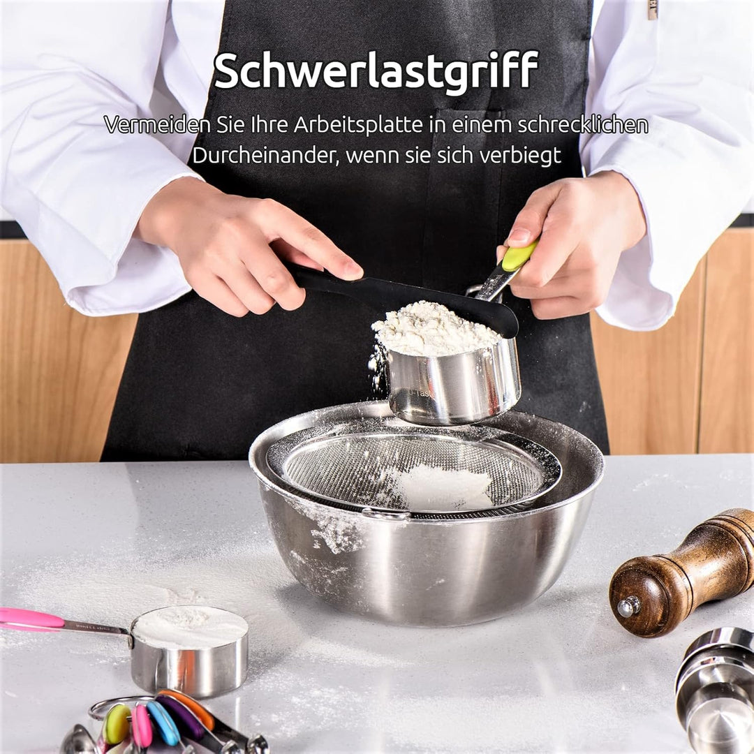 Messbecher: U-Taste 18/8 Edelstahl Messbecher und Messlöffel Set mit 10 Stück, Griff mit Verbesserte