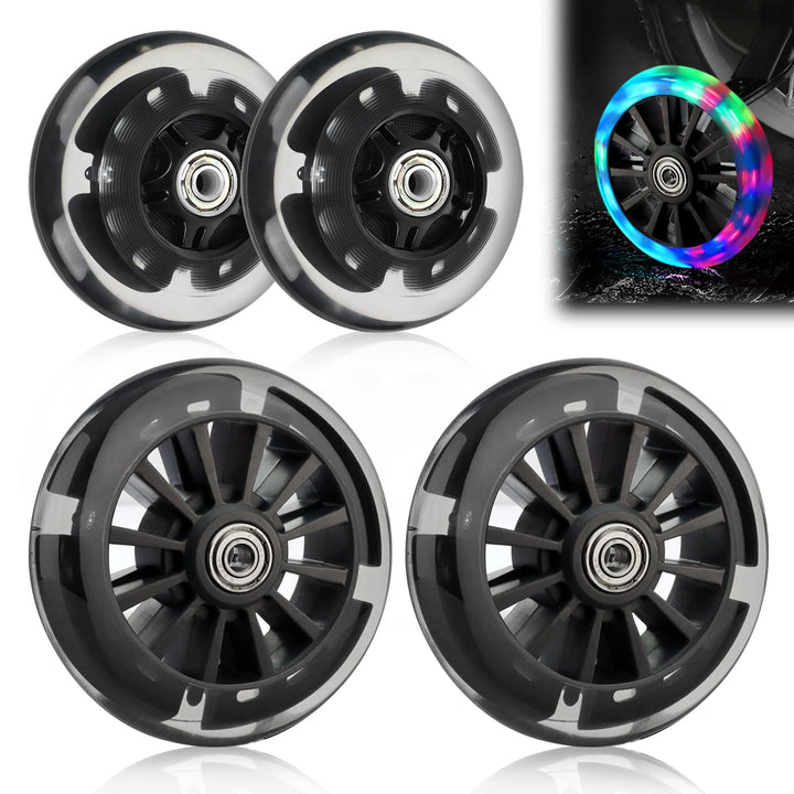 Leuchtende Scooter Räder, 2 Paar Led Scooter Rollen Räder, 80mm,120mm Scooter Ersatzräder, Stunt Sco