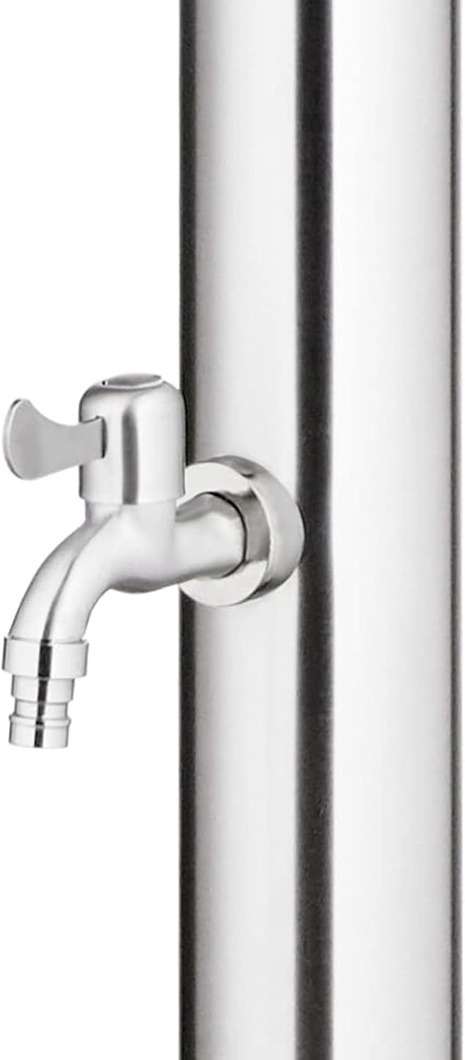Gartendusche mit Grauer Bodenplatte, Outdoor Shower, Garten Dusche, Aussendusche Garten, Duschkopf F