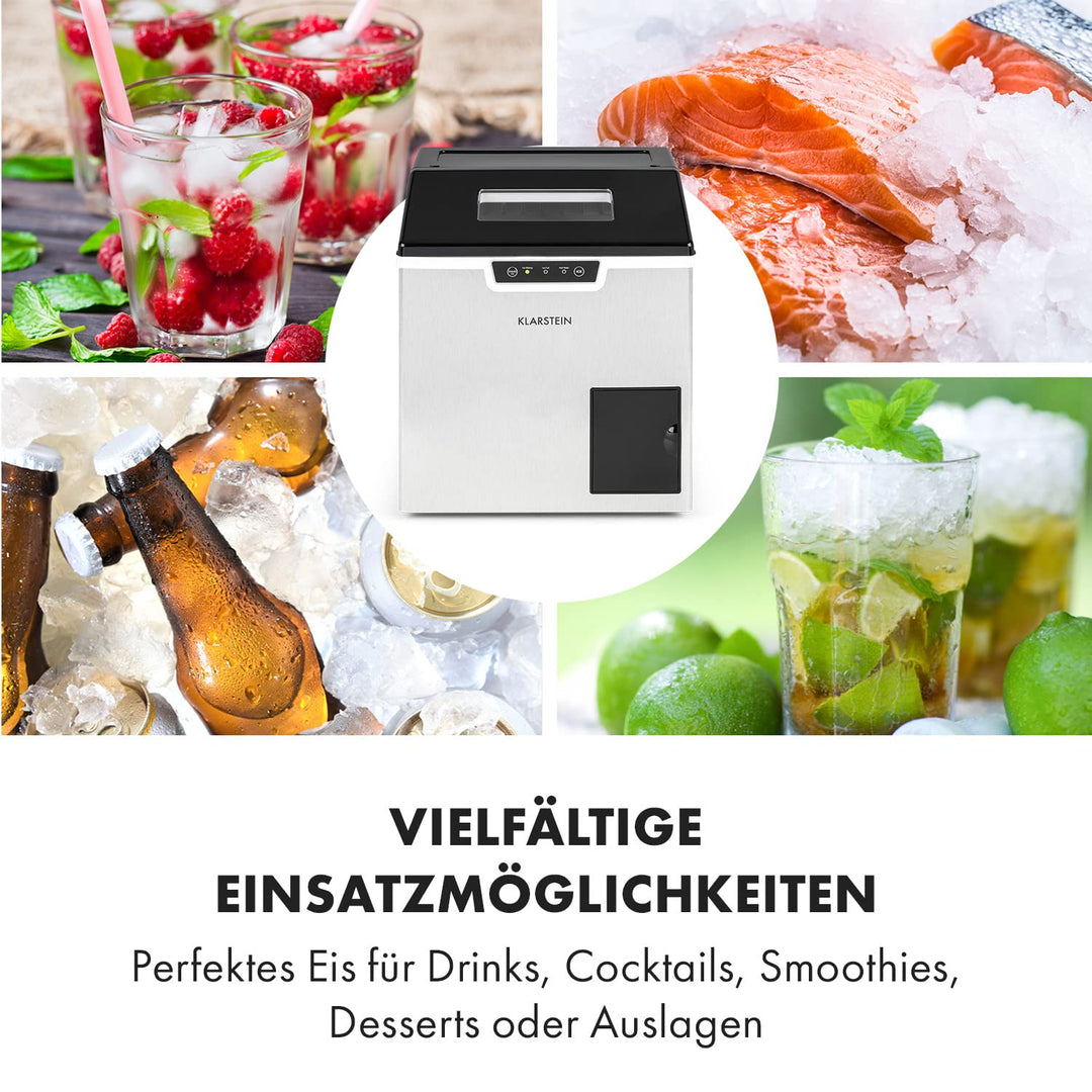 Klarstein Icefestival Cube Eiswürfelbereiter, 400 W, 12-20 kg/24h Eiswürfel, Eisfachkapazität: 1,9 k
