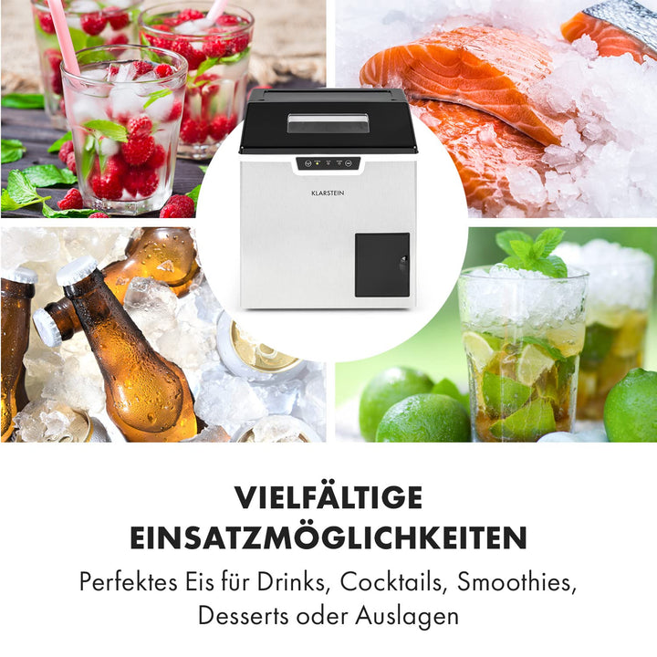 Klarstein Icefestival Cube Eiswürfelbereiter, 400 W, 12-20 kg/24h Eiswürfel, Eisfachkapazität: 1,9 k