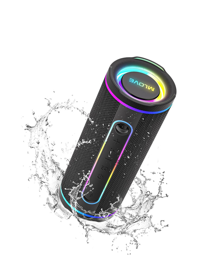 MLOVE E80 Tragbarer Bluetooth-Lautsprecher, 30W, Bluetooth 5.4, IPX7 Wasserdicht, mit Beleuchtung, B