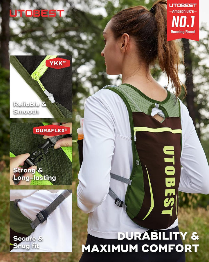 UTOBEST Trinkrucksack 5L Herren Damen Ultraleicht Laufrucksack für Laufen,Marathon,Jogging,Radfahren