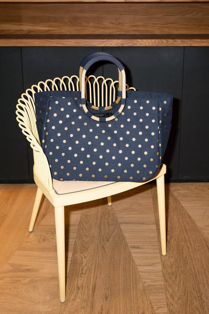 reisenthel loopshopper L frame frame metallic dots blue – Stabile Tasche mit praktischen Fächern aus