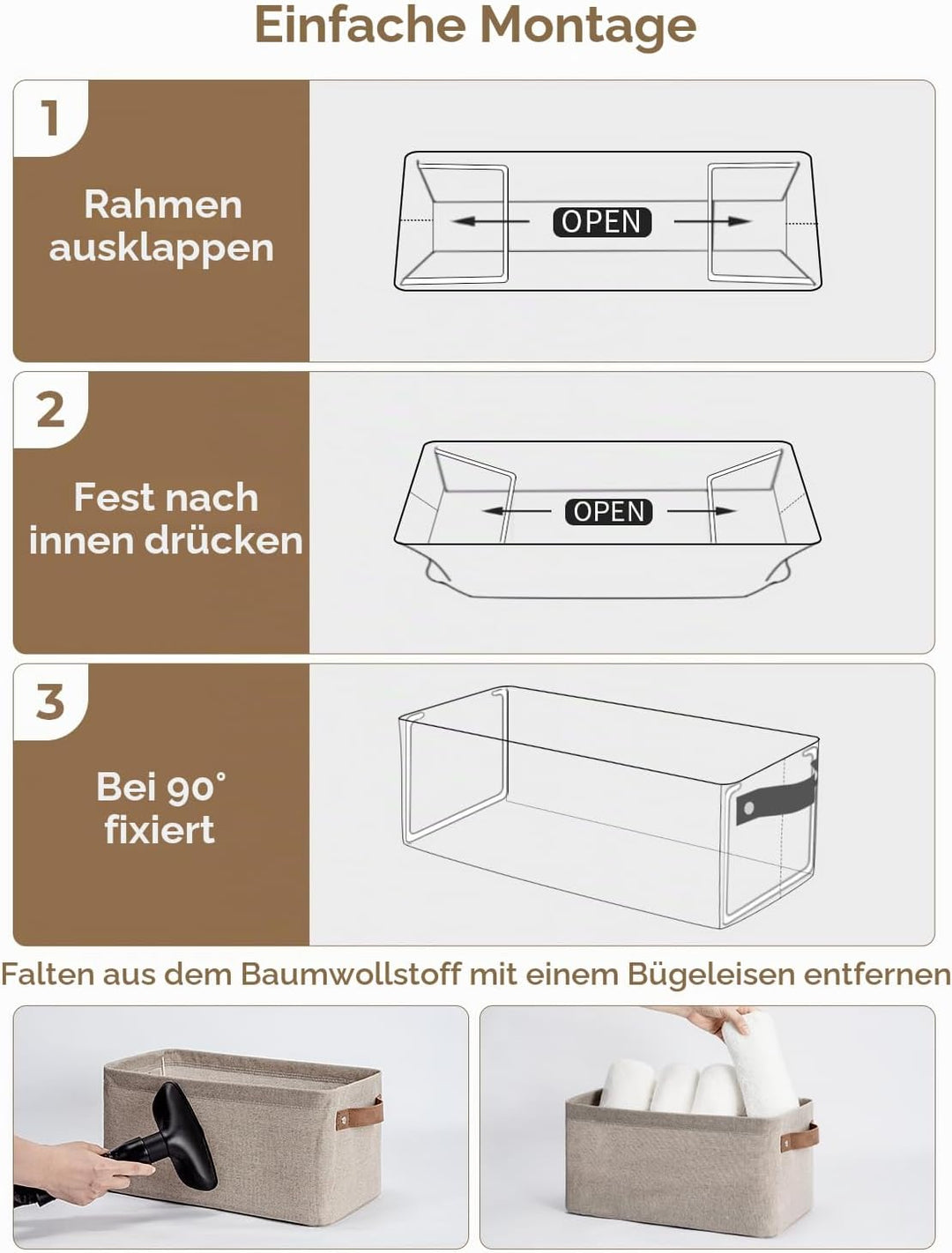 StorageWorks schmaler Aufbewahrungskorb Stoff, Kleiderschränke Aufbewahrungskorb Badezimmer, lange A