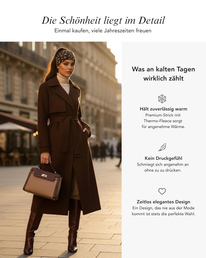 Baesics Stirnband Leo Braun für Damen & Herren – warme & elastische Unisex Ohrenwärmer mit Fleecefut