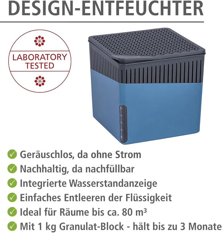 WENKO Raumentfeuchter Mod. Cube, Luftentfeuchter reduziert Schimmel & Gerüche, Auffangschale mit 1 k