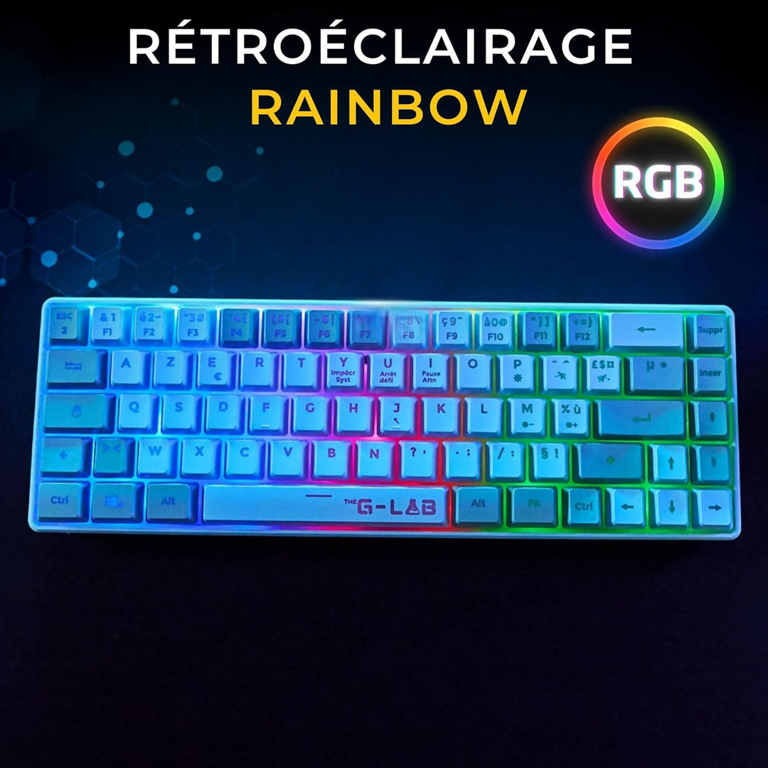 Confezione 2 In 1 - The G-Lab - Hydrogen Combo - Tastiera Azerty - Mouse Cablato - Bianco/grigio wei