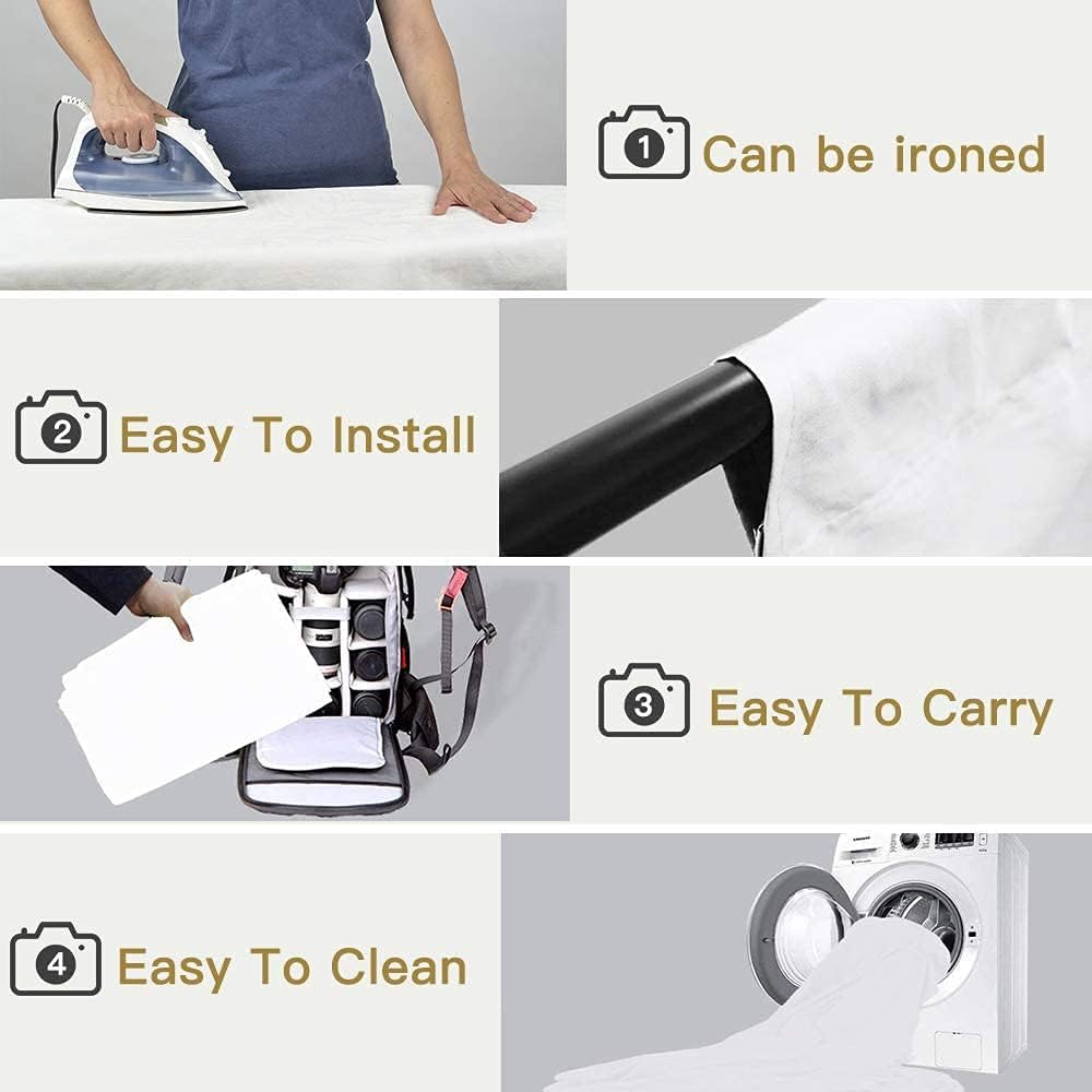 Hintergrund Fotografie Weiss, 3x3m/9.8x9.8ft Anti-Falten White Fotowand Hintergrund Polyester Faltba