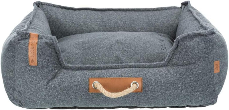 TRIXIE Robustes und hochwertiges Hundebett BE Nordic Bett Föhr Soft, eckig, 60 × 50 cm, grau- 37602