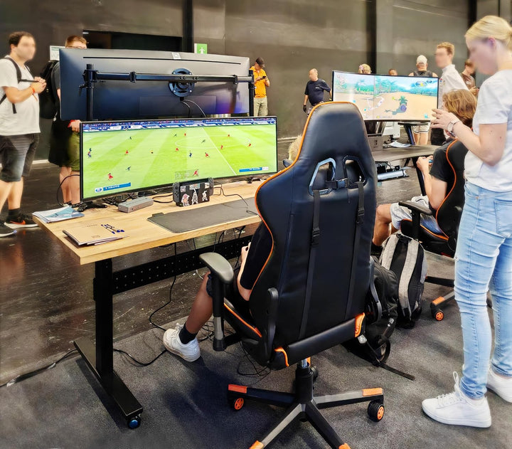 HFTEK - Monitor Tischhalterung für grosse Bildschirme bis 20kg pro Monitor bis 49 Zoll Bildschirme C