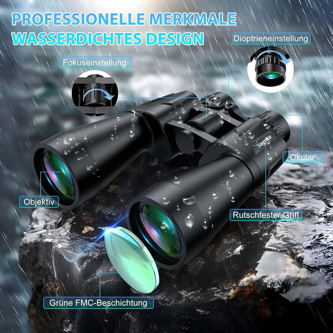 20 x 60 Fernglas für Erwachsene, leistungsstark, wasserdicht und beschlagsicher, kompaktes Fernglas