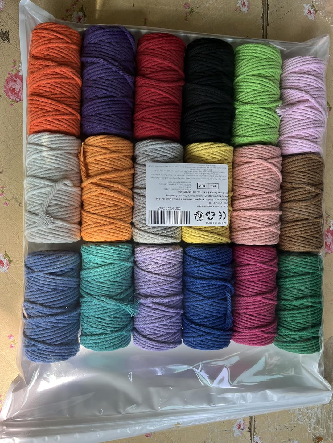 Makramee Garn 3mm x 30M, 18 Stück Baumwollgarn Baumwollkordel Baumwollseil Baumwollschnur Macrame Ga