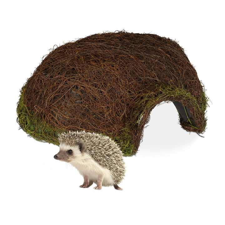 Relaxdays Igelhaus, Iglu, Winterquartier für Garten, wetterfeste Igelkuppel aus Rattan HxBxT 20 x 52