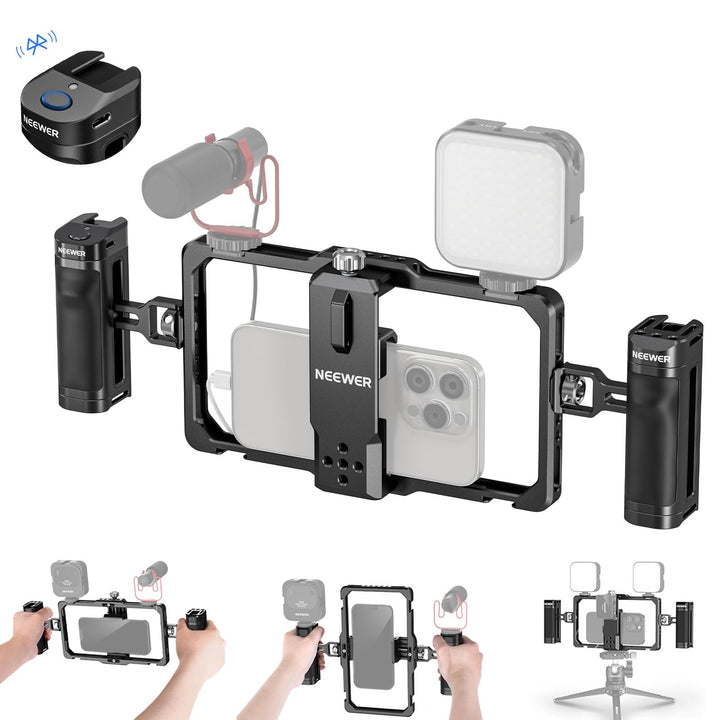 NEEWER Universal Telefon Käfig Video Rig mit Bluetooth Auslöser Seitengriff komfortable Griffe Handy