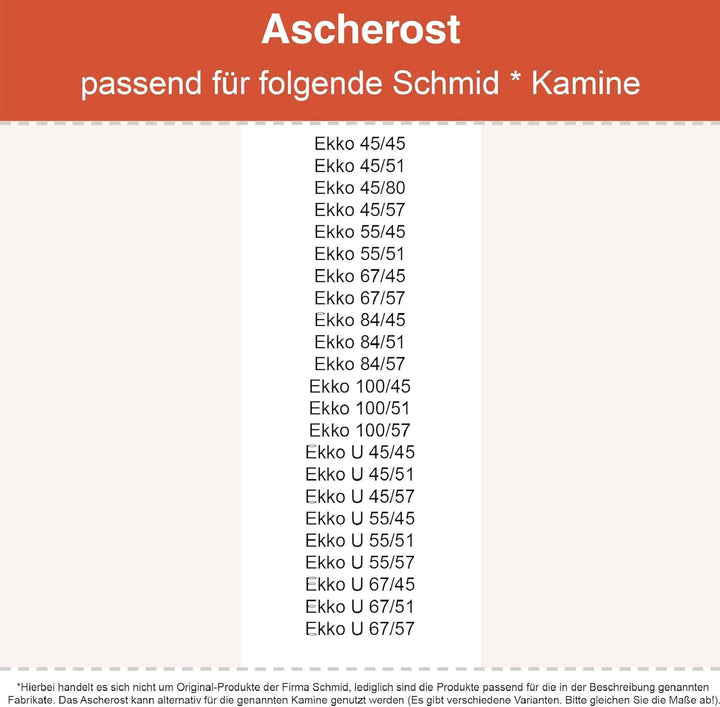 Kaminrost/Ascherost Eckig 232 x 174 x 15 mm passend für Schmid ** Kaminöfen inkl. Modellübersicht -