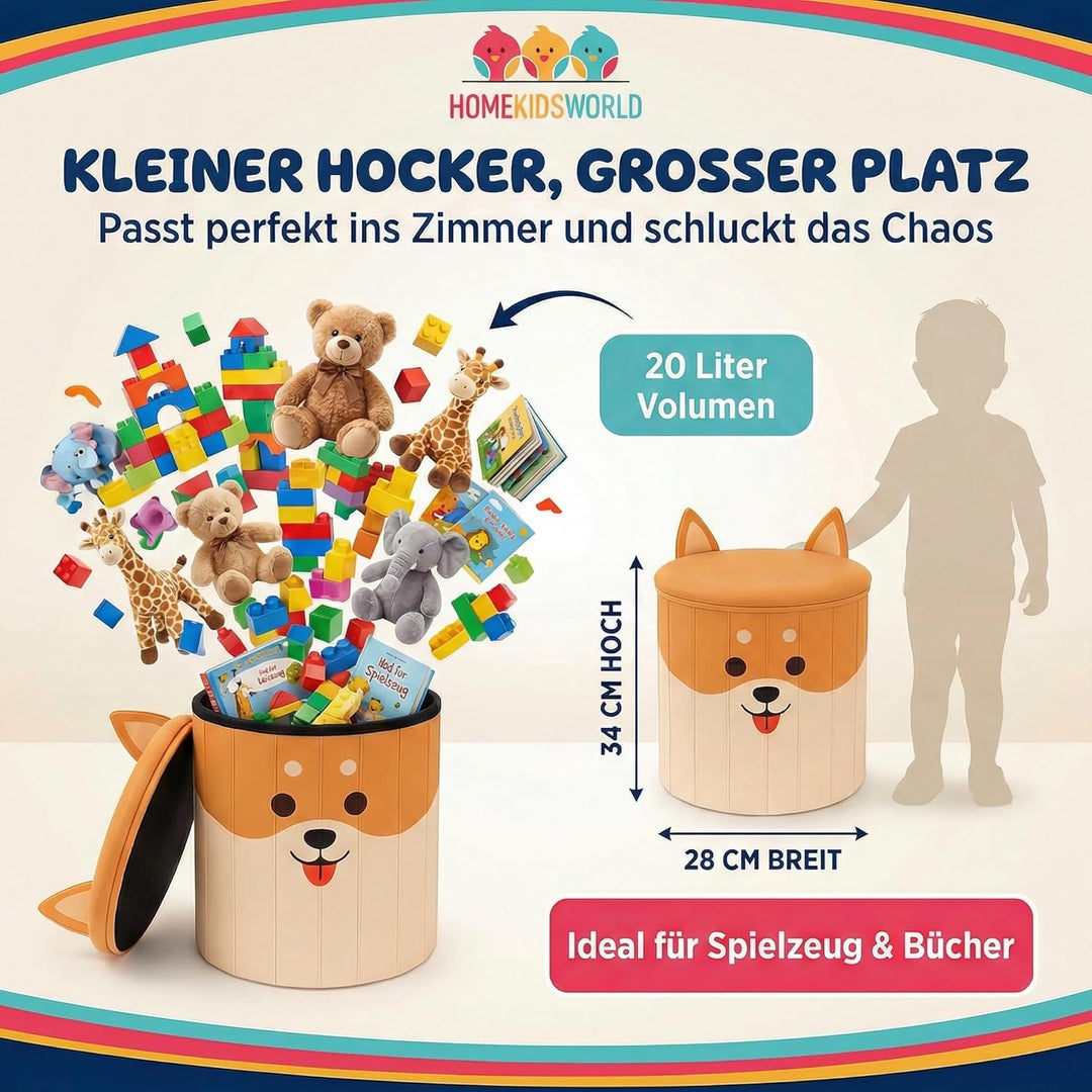 Spielzeugkiste Corgi - Aufbewahrungsbox mit Deckel Kinder, Spielzeugkiste mit Deckel, Spielzeugtruhe