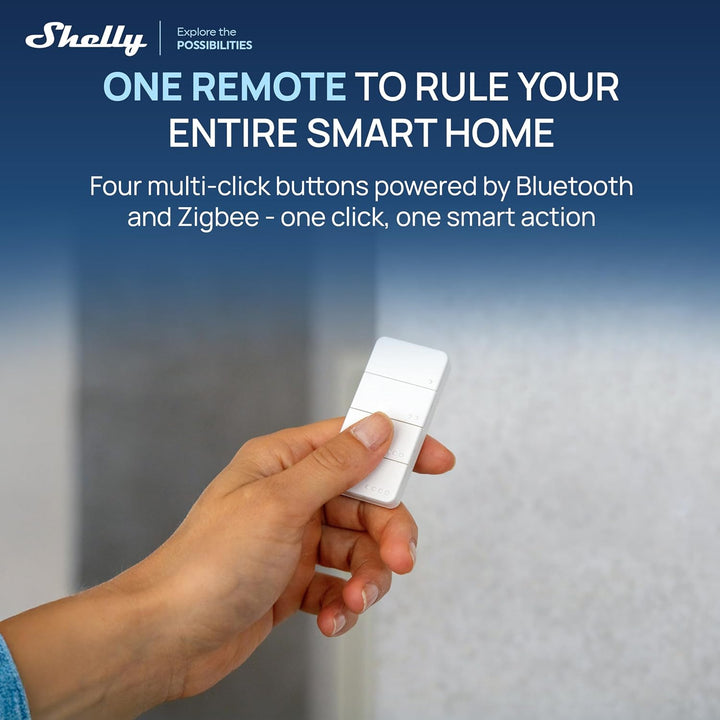 Shelly BLU RC Button 4 ZB - Bluetooth & Zigbee Smart Fernbedienung mit vier Tasten, Mehrfachklicks,
