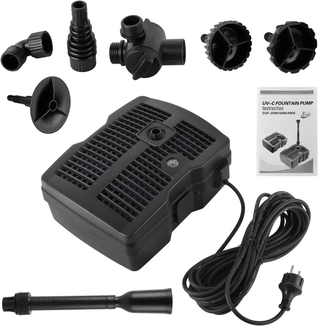 YAOBLUESEA 4 in 1 Teichpumpe Springbrunnenpumpe mit Filter UV-Klärer,Wasserspielpumpe Bachlaufpumpe,