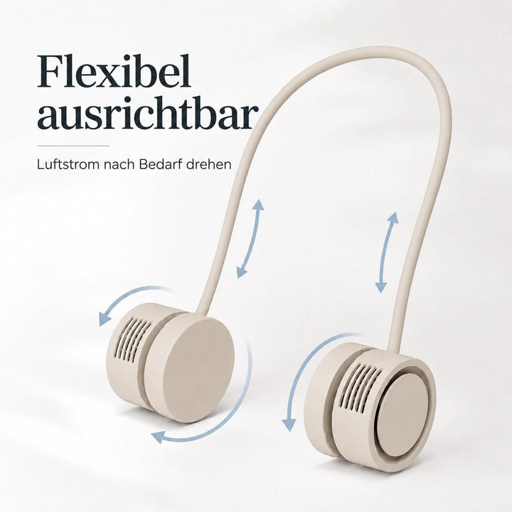 Nackenventilator tragbar USB-C, 180 g Halsventilator kabellos mit 3 Windstufen, Aromafunktion, flexi