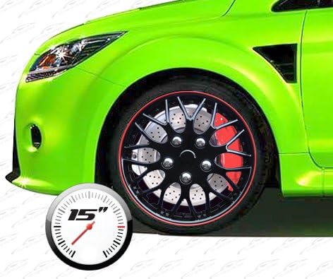 AUTO-STYLE Satz Radzierblenden Missouri 15-Zoll Schwarz/Rot unrandet 15-inch Schwarz/Rot Umrandet, 1