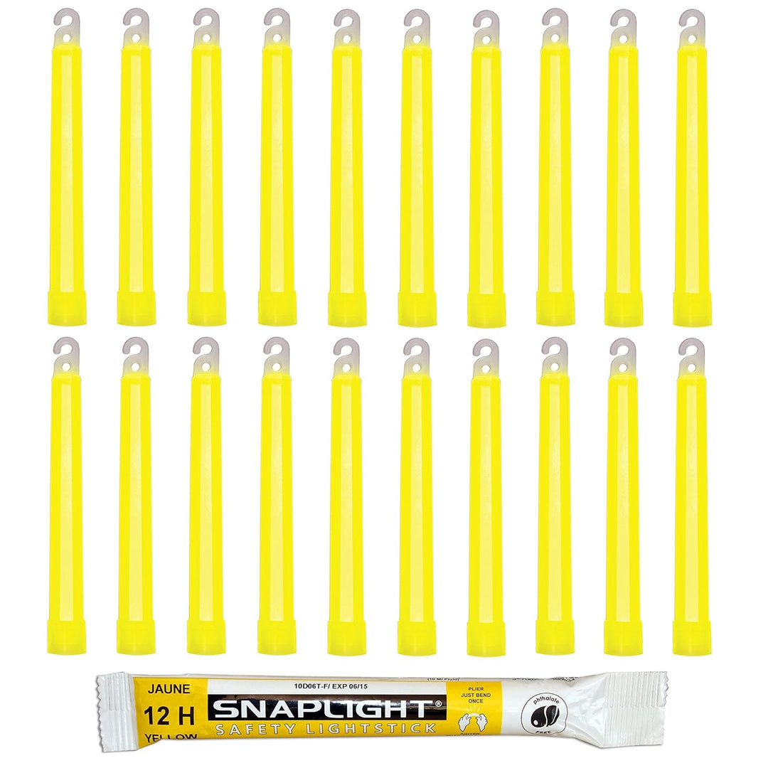 Cyalume SnapLight Knicklichter in Gelb (20-er Pack) - 15 cm Glow Sticks mit Haken am Ende - ultra he