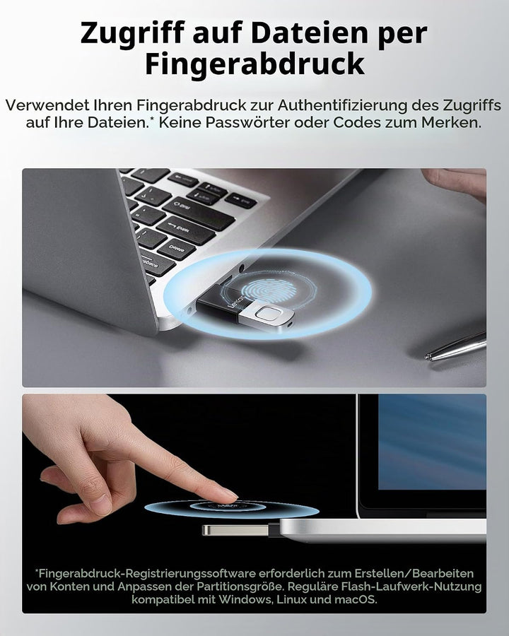 Lexar JumpDrive Fingerprint F35 PRO 128 GB USB 3.0-Flash-Laufwerk, bis zu 400 MB/s Lesen/300 MB/s Sc